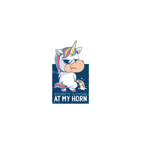 'Don''t look at my horn tricou amuzant unicorn' model alb pe tricou