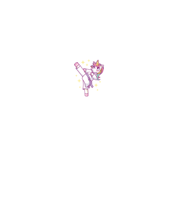Karate unicorn model gri pe tricou