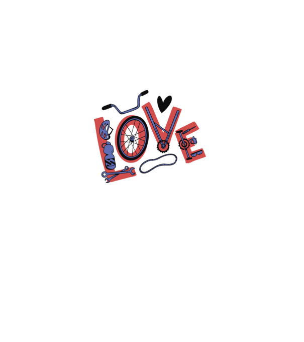 Love Bicicletă model alb pe tricou
