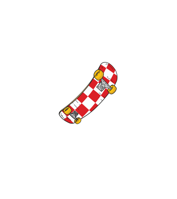 Skateboard model alb/roșu pe tricou
