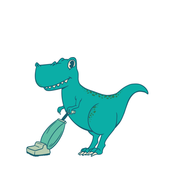 T-rex făcând curățenie model alb pe tricou