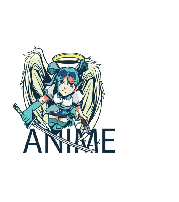 Anime fată cu sabie model negru pe tricou