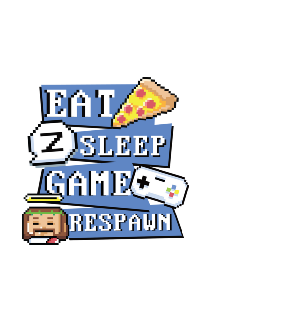 Eat, Sleep, Game respawn model alb pe tricou