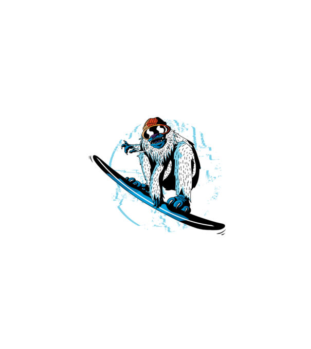 Yeti Snowboarder model alb pe tricou