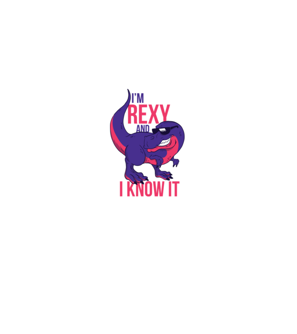 'I''m Rexy and I know it - tricou dinozaur amuzant' model liliachiu pe tricou