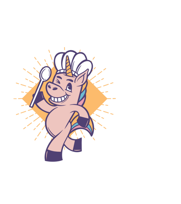 Unicorn Bucătar model alb pe tricou