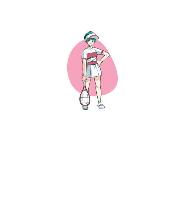 Anime Jucător de tenis fată model alb pe tricou