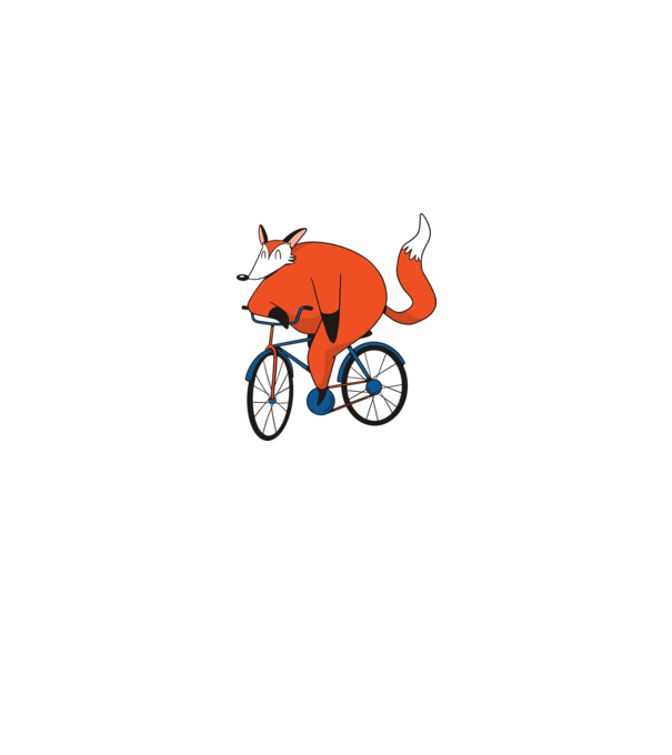Vulpe cu bicicletă model mentă pe tricou