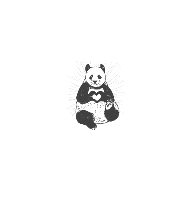 Inimă panda model alb pe tricou