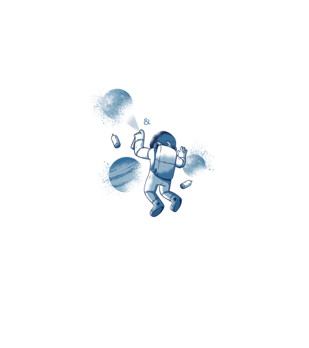 Graffiti Astronaut model negru pe tricou