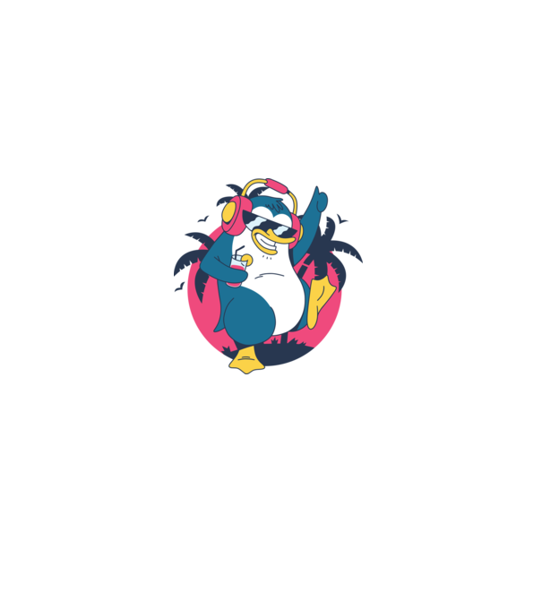 Pinguin de Petrecere model turcoaz pe tricou