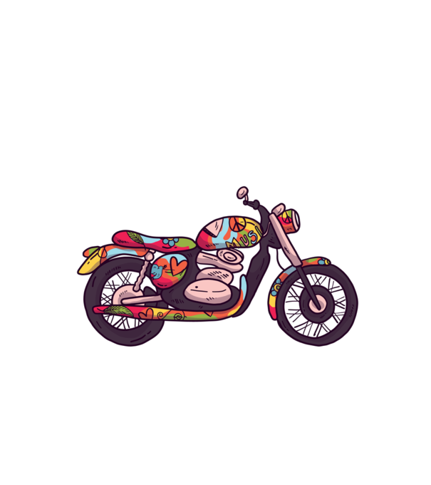 Motociclist Hippi model negru pe tricou