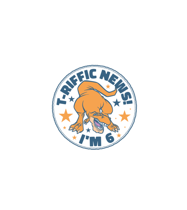 'T-rex Terrific news i''m 6' model turcoaz pe tricou