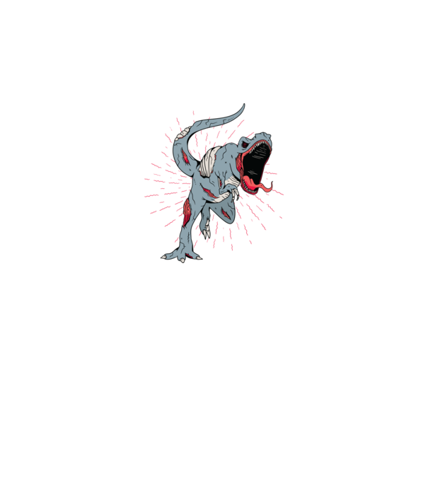 T-rex Zombie model alb pe tricou