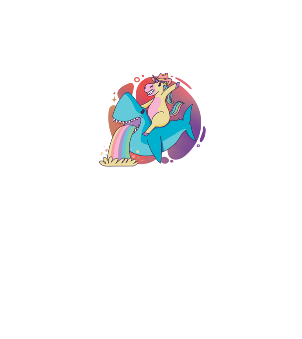 Unicorn pe rechin model negru pe tricou