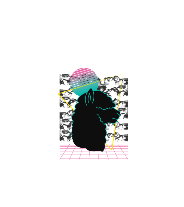 Retro Alpaka model negru pe tricou