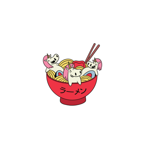 Unicorn Ramen model nisipiu pe tricou