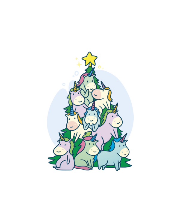Unicorn pom de Crăciun model alb pe tricou
