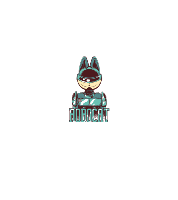 Robocat - Pisică Robot model alb pe tricou