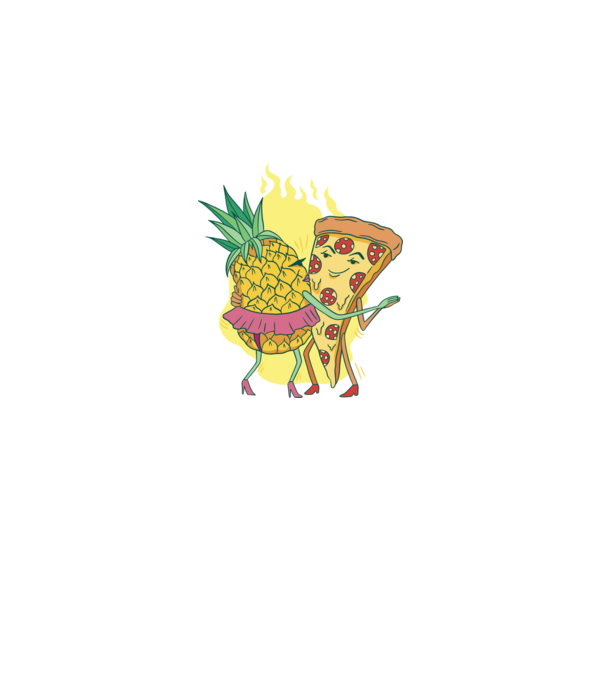 Pizza cu ananas Dragoste model negru pe tricou