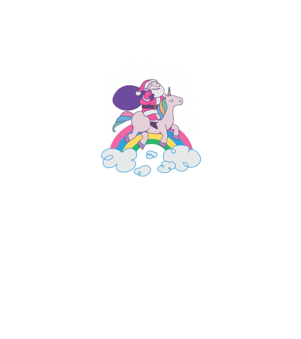Moș Crăciun Unicorn model negru pe tricou