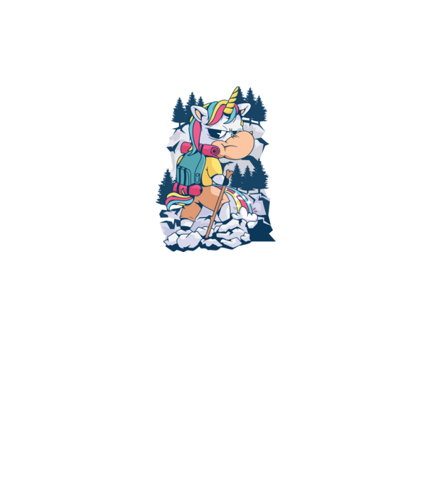 Unicorn excursionist pipi model alb pe tricou
