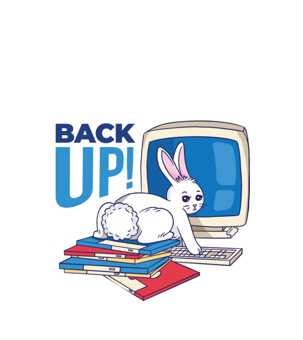 Back up bunny model alb pe tricou