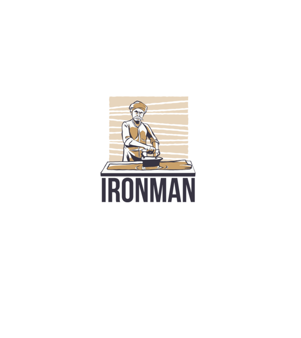 Ironman Om care calcă (montează metal) model alb pe tricou