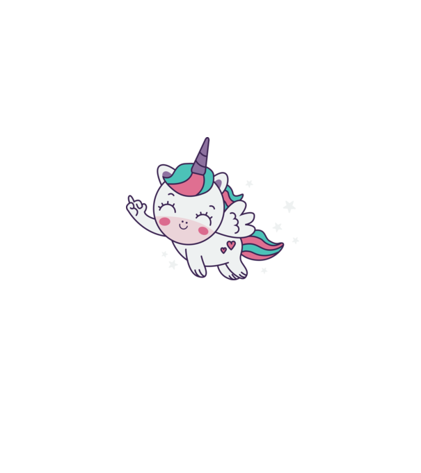 Unicorn drăguț arată degetul model gri pe tricou