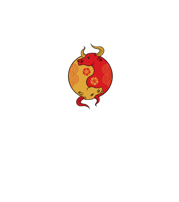 Bivol Yin Yang model alb pe tricou