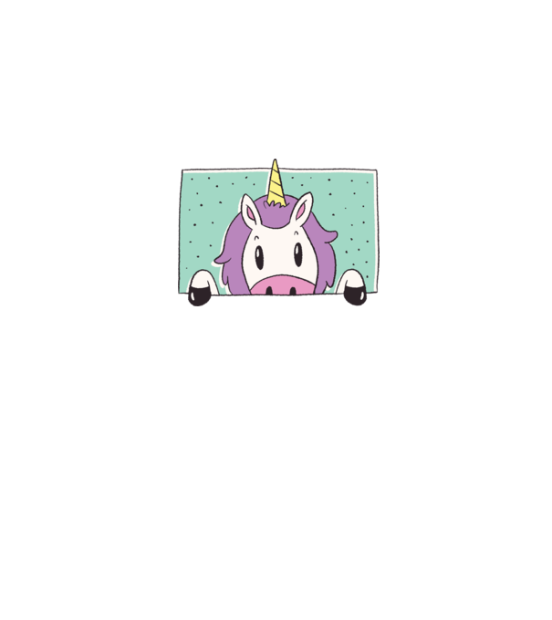 Unicorn curios model alb pe tricou
