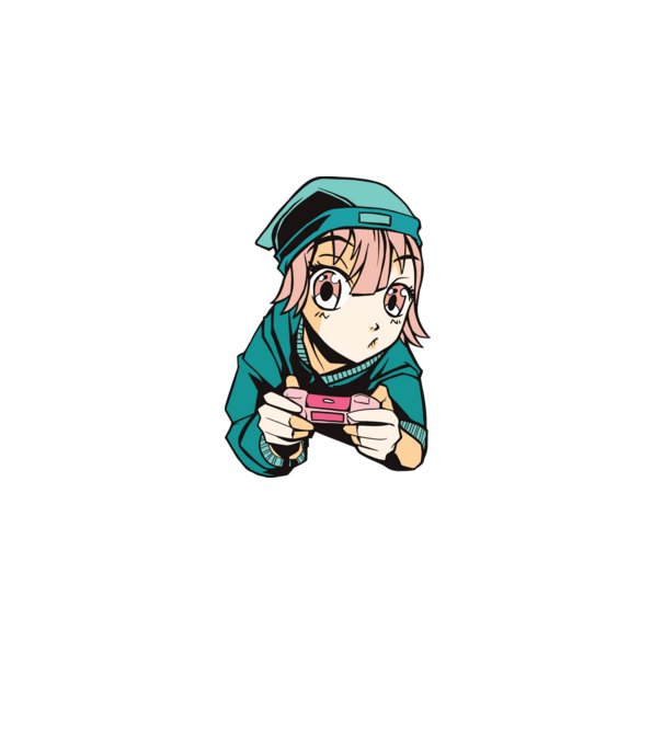Anime fată Gamer model albastru deschis pe tricou