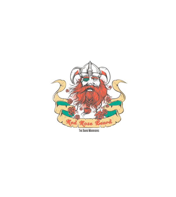 Red Rose Beards - Războinic Barbă model alb pe tricou
