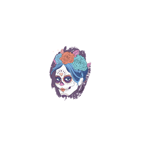 Dia de Los Muertos - Craniu cu flori model albastru închis pe tricou