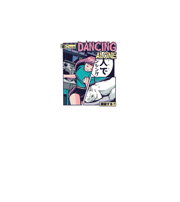 Anime Vaporwave Dancing Alone model roz pe tricou