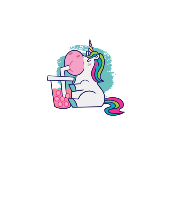 Unicorn Bubble Tea model alb pe tricou
