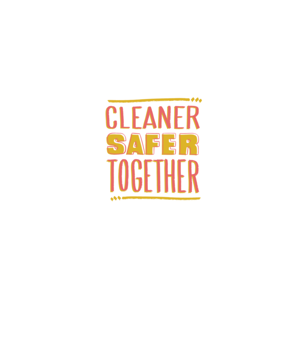 Cleaner Safer Together model alb pe tricou
