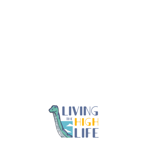 Living the High Life Dinosaur model albastru închis pe tricou