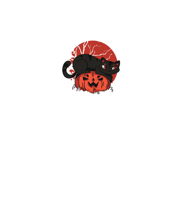 Pisică pe dovleac Halloween model gri pe tricou