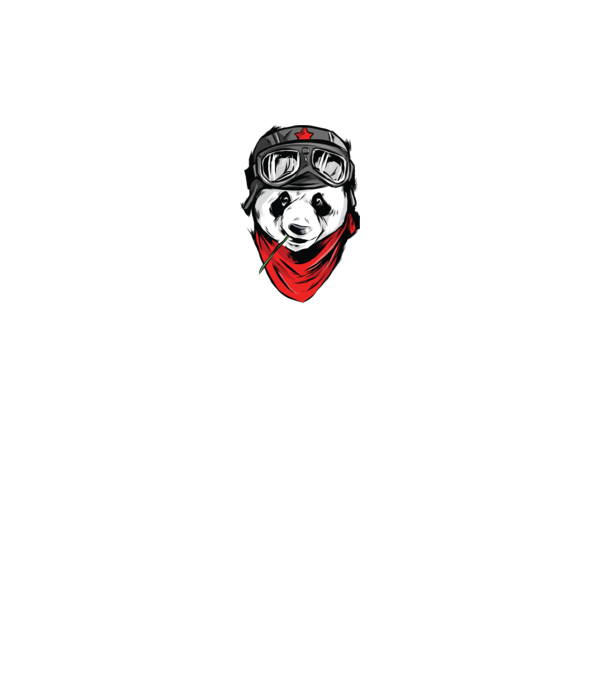 Panda Gerilla model negru pe tricou
