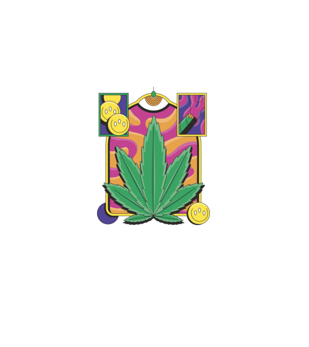 Hippy Cannabis model negru pe tricou