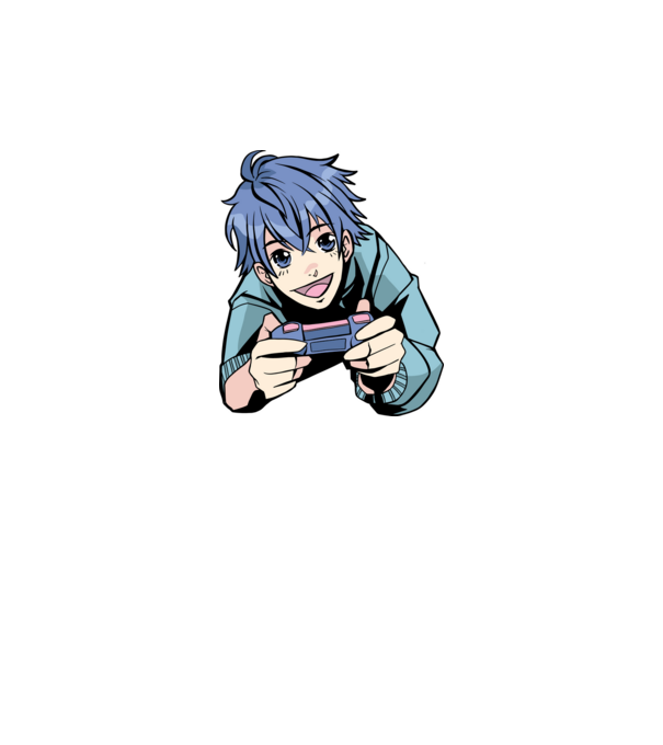 Anime băiat Gamer model alb pe tricou