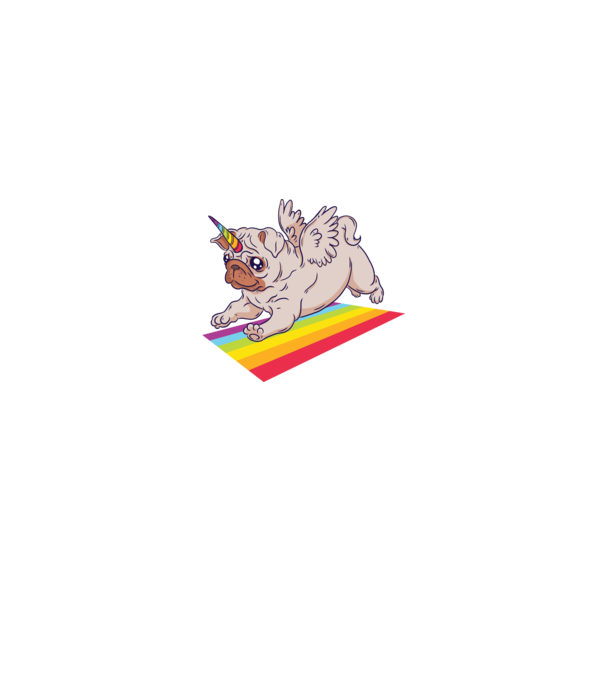 Pugicorn - mops unicorn model negru pe tricou