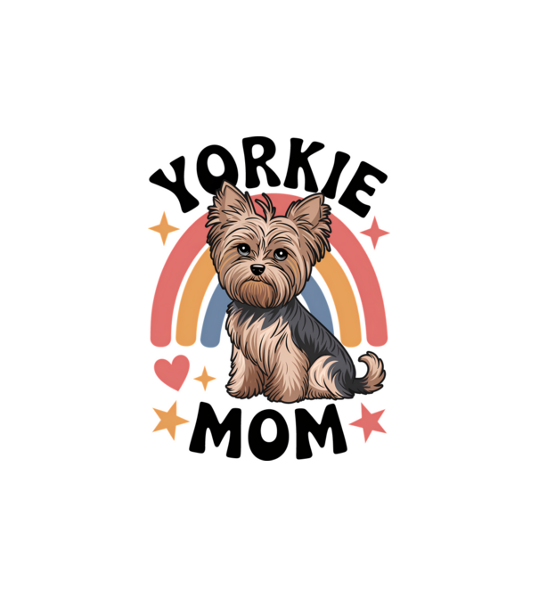 Yorkie Mom Alb model alb pe tricou