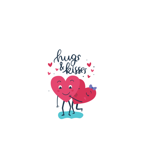 'Hugs and Kisses Tricou drăguț pentru Valentine''s Day' model alb pe tricou