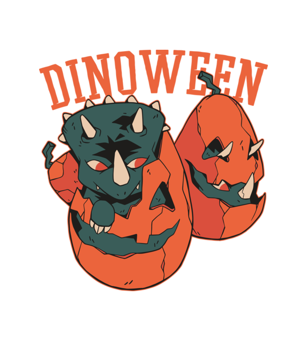 Dinoween model alb pe tricou