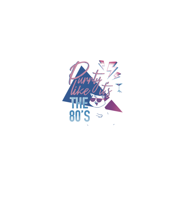 'Purrty Like it''s the 80''s' model negru pe tricou