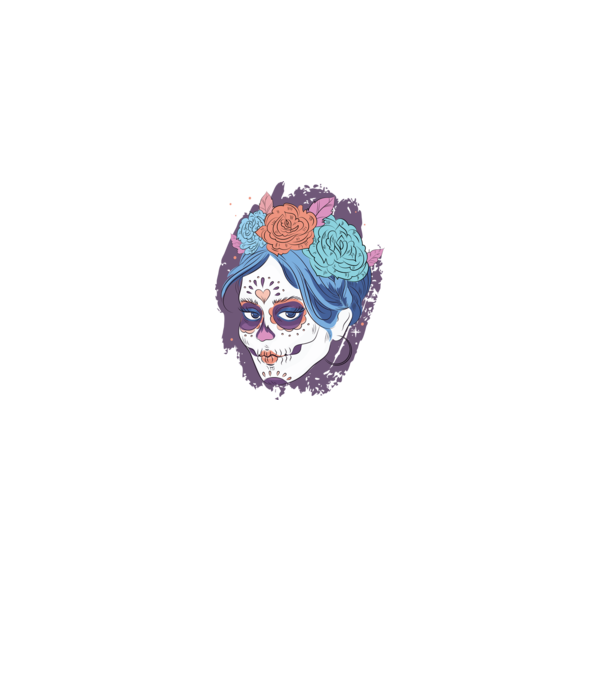Dia de Los Muertos - Craniu cu flori model negru pe tricou