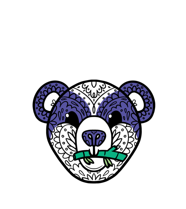 Mandala Panda model turcoaz pe tricou