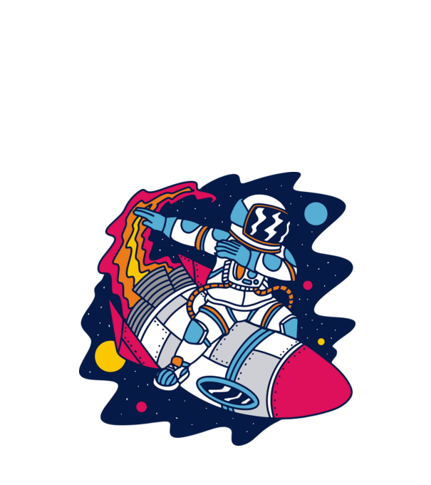 Astronaut DAB model turcoaz pe tricou